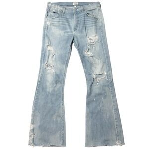 AGOLDE Light Blue Distressed Wide Leg Jeans Mid Rise Sz 27 Joyce Designer Denim